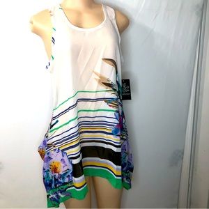 NWT Madison Paige Floral Multicolored Toy. White Green Purple. Size S